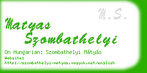 matyas szombathelyi business card